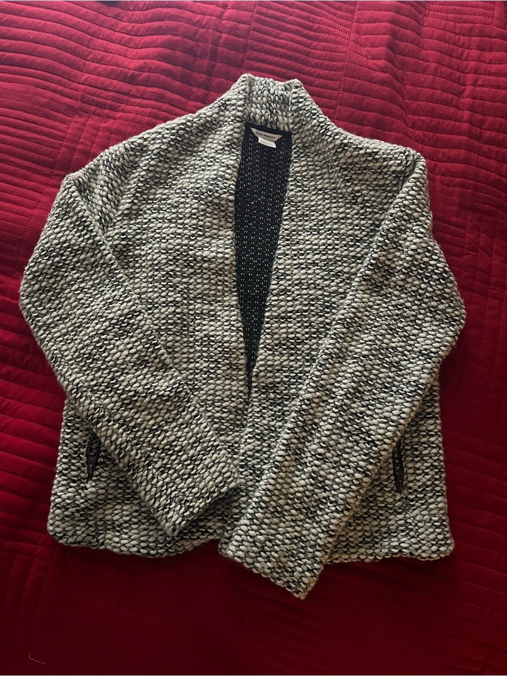 Club Monaco Black & Cream Textured open Jacket